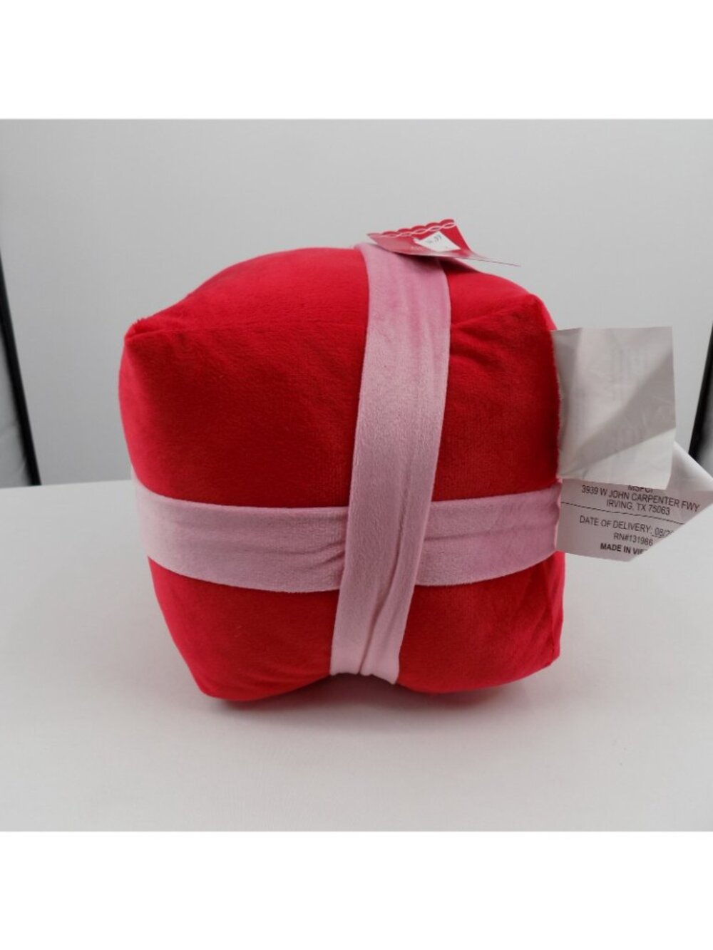 Ashland Plush Present Pillow Berry Jolly Red Pink Bow Square 8.5" x 9" Decor NWT - Picture 7 of 11